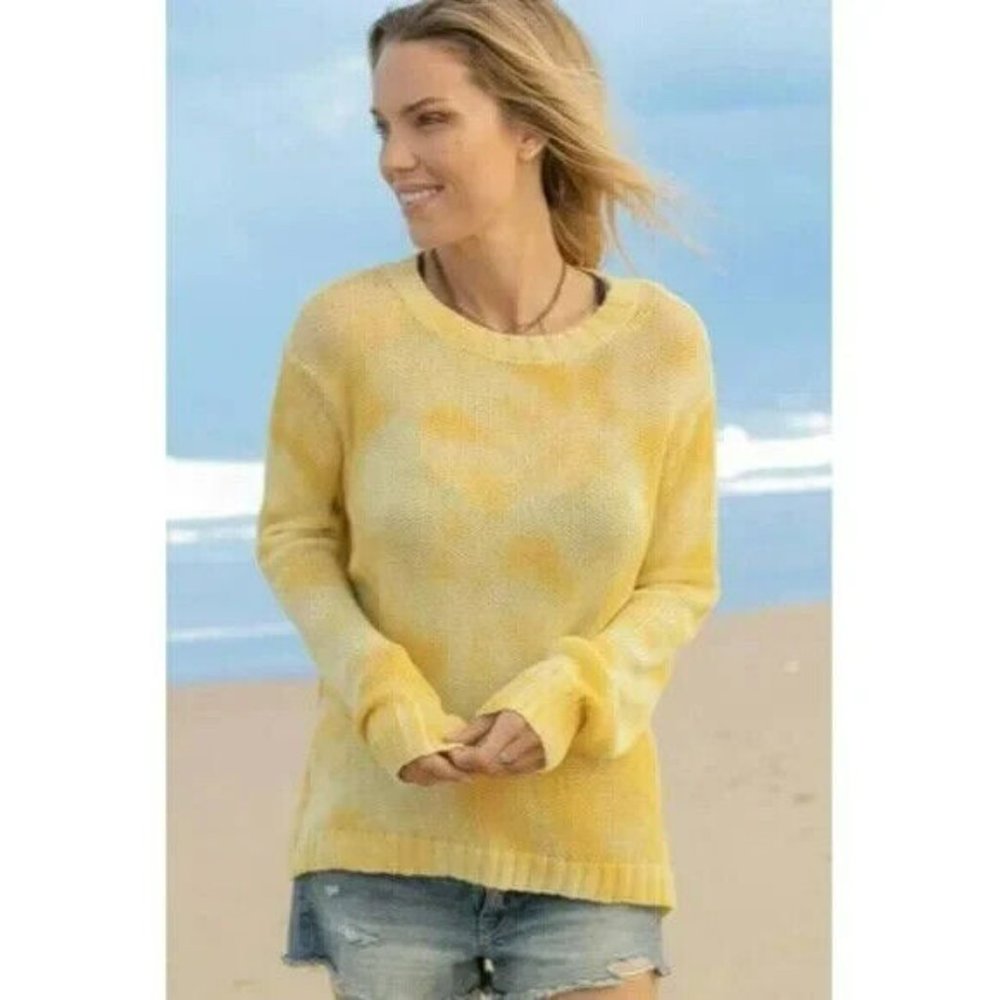 NWT Wooden Ships Tie Dye Boyfriend Crew Crocus Yellow/Cornsilk sz XS/S $140